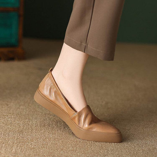 Flat Pointed Toe Pumps Female Platform Loafers - Mubimart