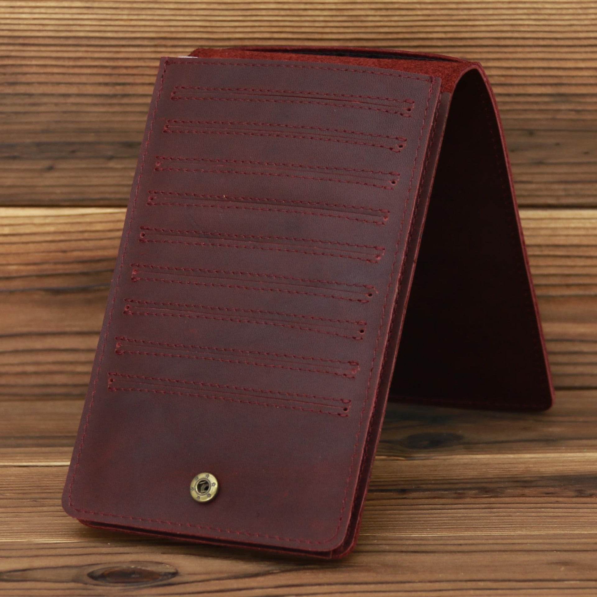 Men's Long Mobile Phone Bag Money Bag Head Layer Cowhide Crazy Ma Card Bag Wallet Card Clip Big Card Clip Thin - Mubimart