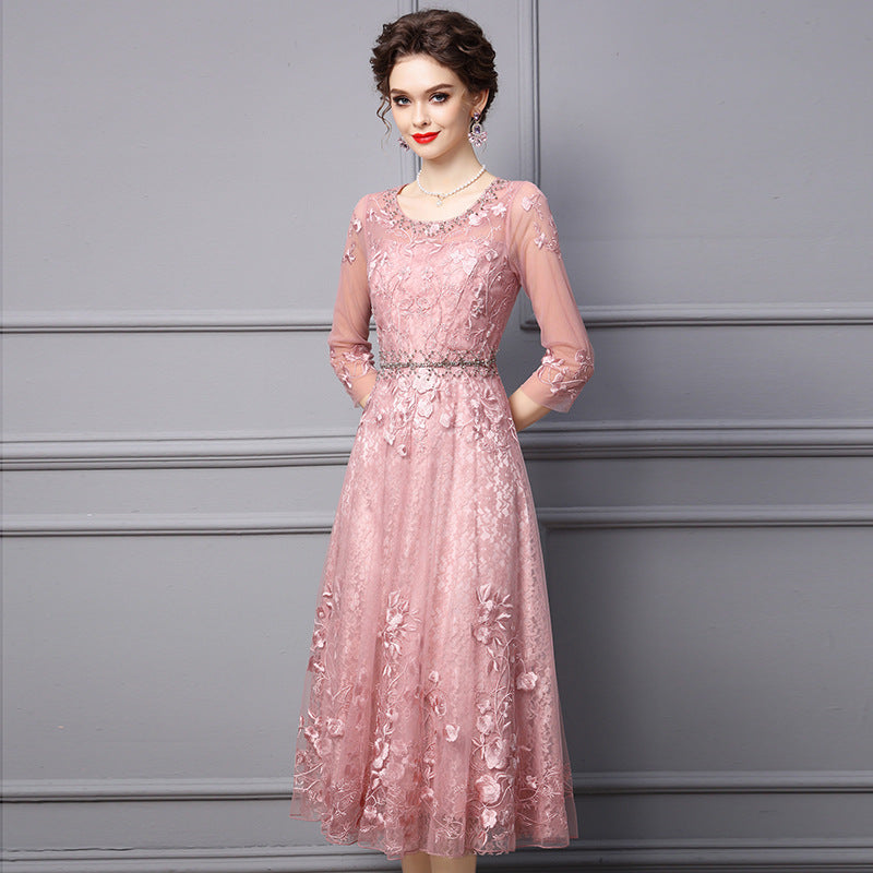 Formal Occasion Delicate Nailed Diamond Long Dress - Mubimart - Plus Size Formal Dress 