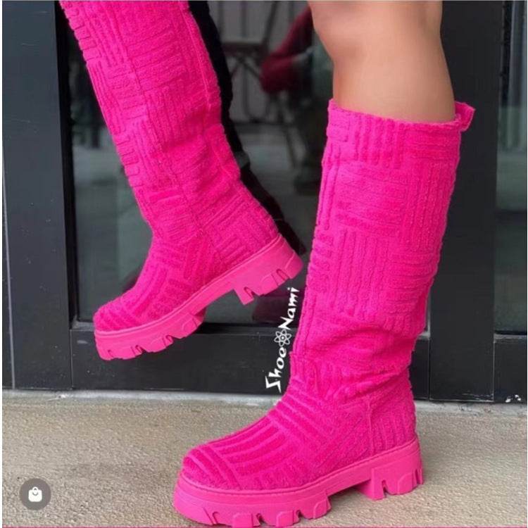 Mid Calf Boots Fashion Platform Western Boots Women Autumn Winter Shoes - Mubimart
