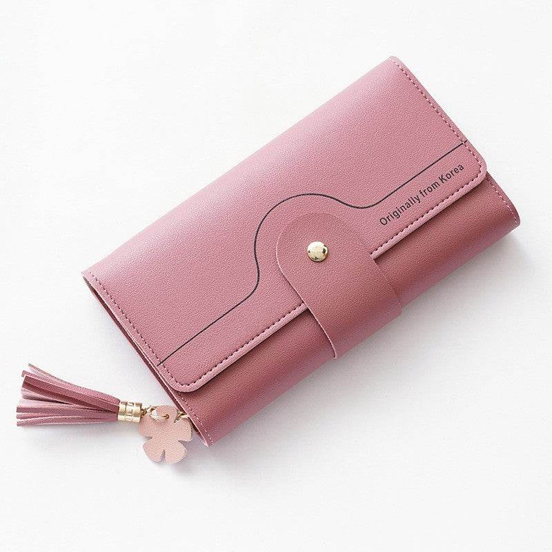Geometric Alphabet Buckle Clutch Tassel Petal Long Ladies Wallet - Mubimart