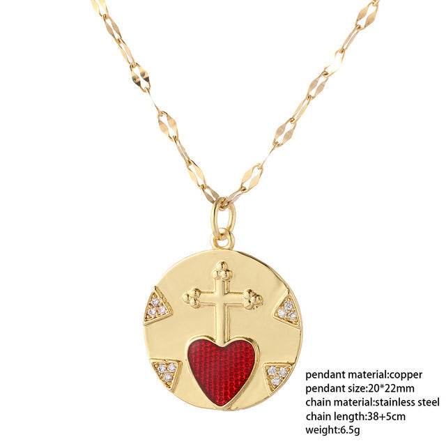 Red Heart Love Pendant Necklace For Women Choker Long Chains - Mubimart