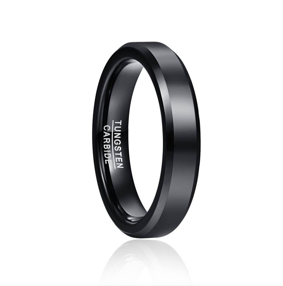 Vnox Black Tungsten Carbide Men's Ring Wedding Engagement - Mubimart