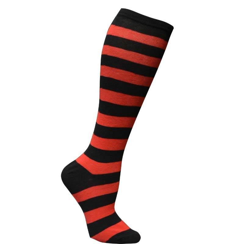 Japanese Women's Mid Tube Socks Pinstripe Knee Socks - Mubimart