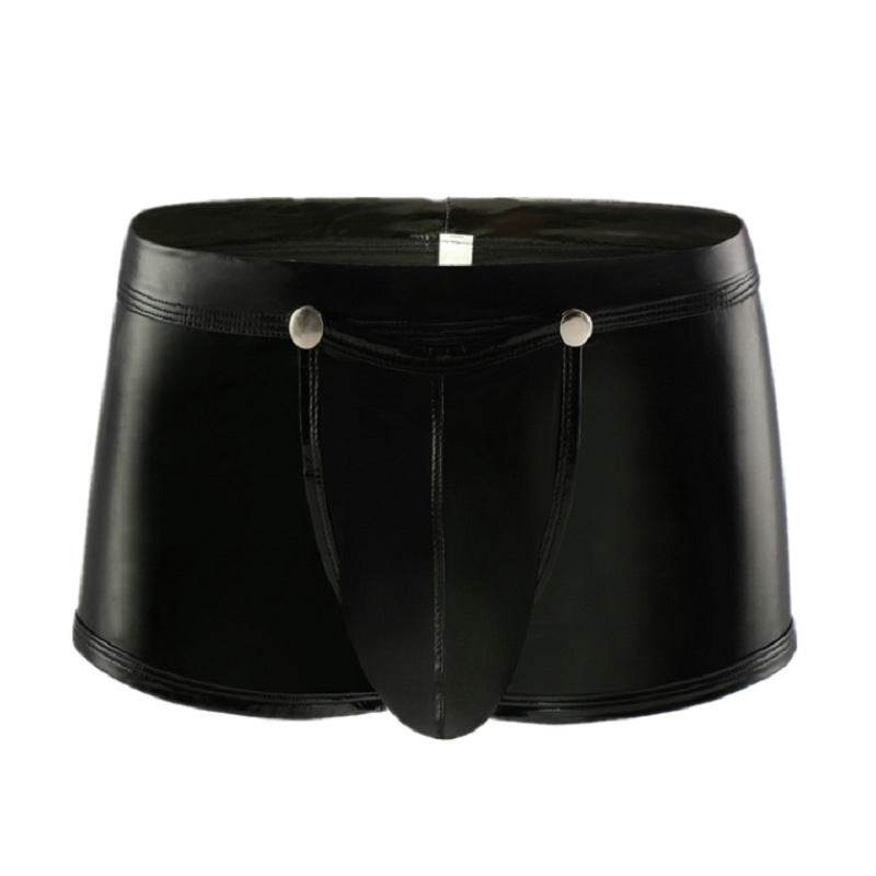 Men's PVC Bright Leather Boxers - Mubimart