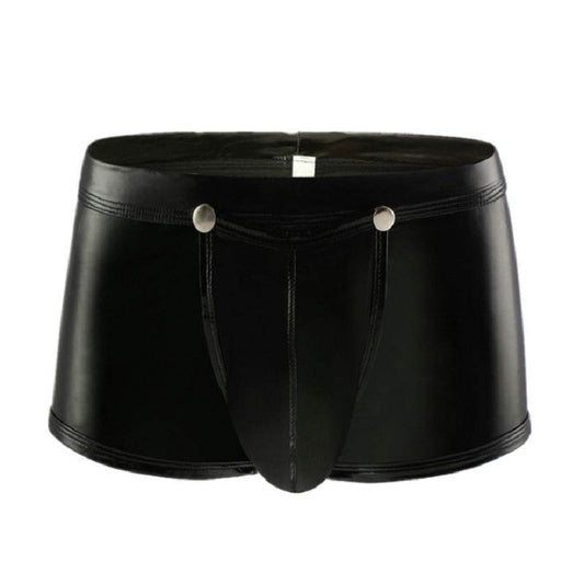 Men's PVC Bright Leather Boxers - Mubimart