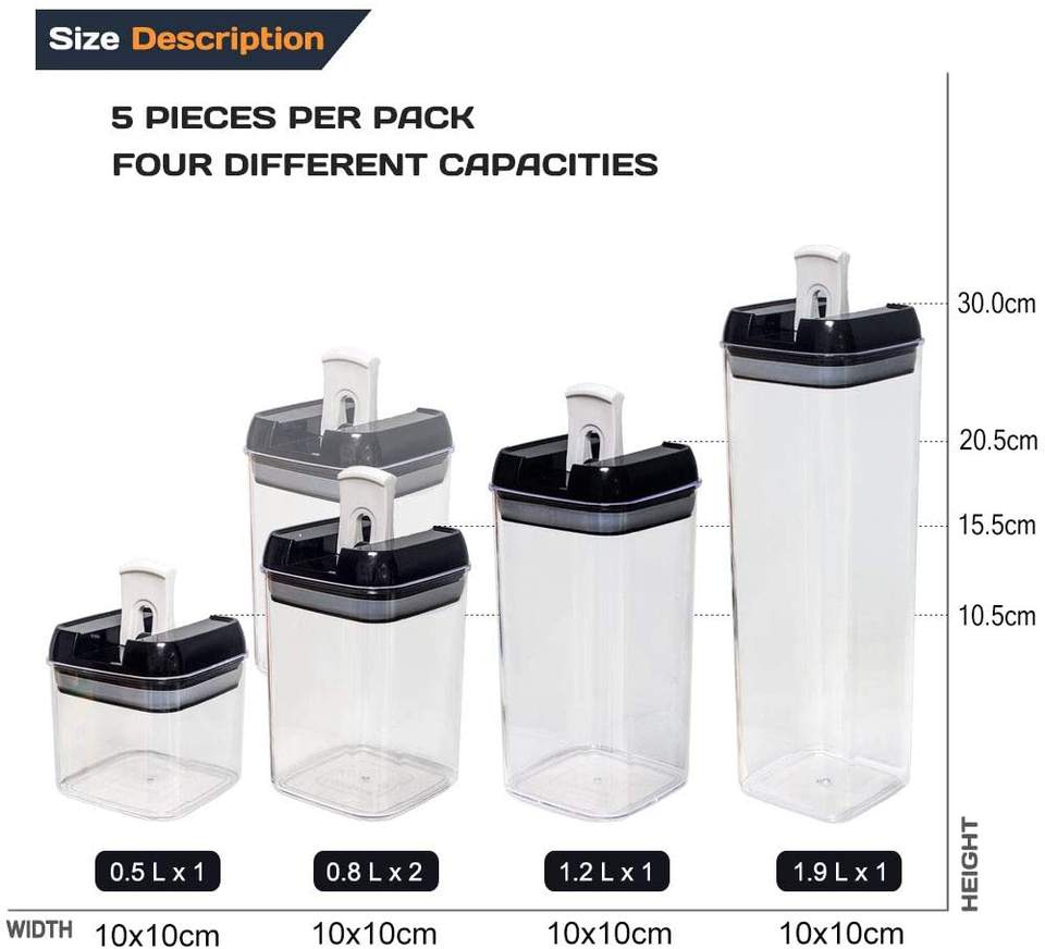 5pcs Set Easy Lock Food Storage - Mubimart -  