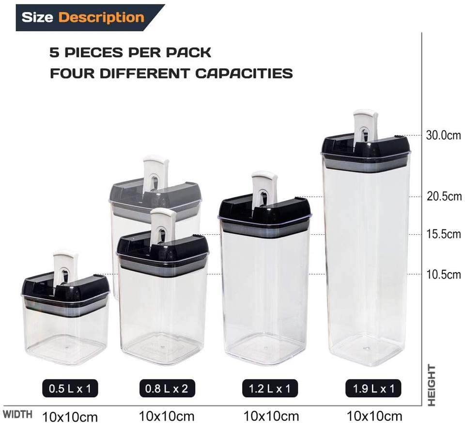 5pcs Set Easy Lock Food Storage - Mubimart