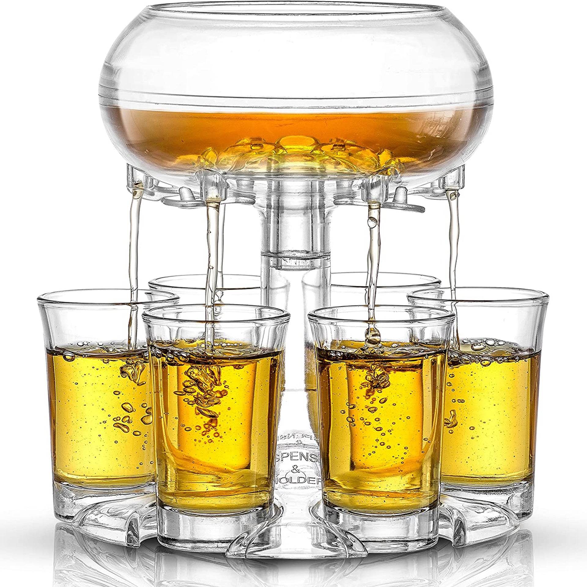6-Shot Glass Dispenser Holder Wine Whisky Beer Dispenser Rack Bar Accessory Drinking Party Games Glass Dispenser - Mubimart