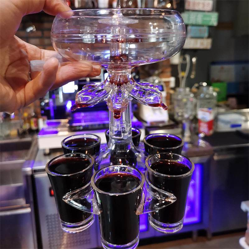 6-Shot Glass Dispenser Holder Wine Whisky Beer Dispenser Rack Bar Accessory Drinking Party Games Glass Dispenser - Mubimart
