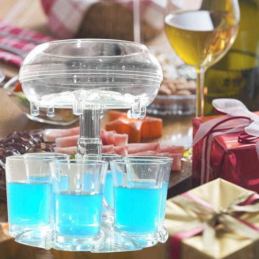 6-Shot Glass Dispenser Holder Wine Whisky Beer Dispenser Rack Bar Accessory Drinking Party Games Glass Dispenser - Mubimart
