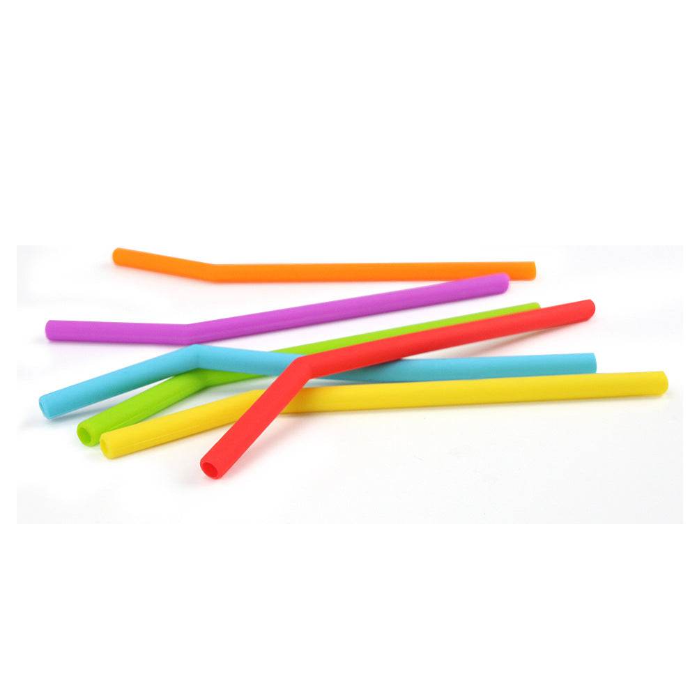 6-piece Super Soft Food Grade Silicone Straws Set - Mubimart