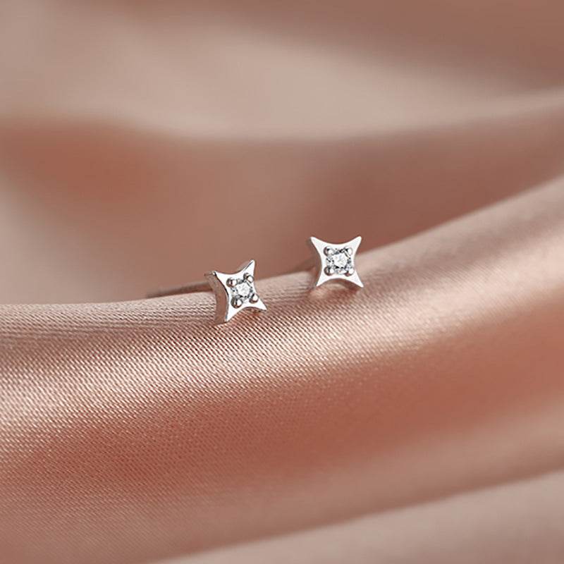 Sterling Silver Star Stud Earrings Women - Mubimart