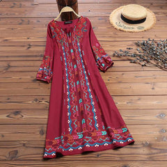 Printed casual tunic dress bohemian - Mubimart -  