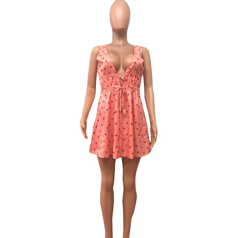 Polka dot camisole dress - Mubimart