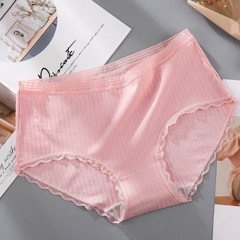 Antibacterial lace-edged panties - Mubimart