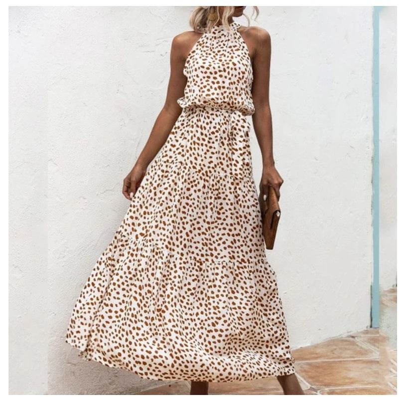 Printed maxi lace dress - Mubimart