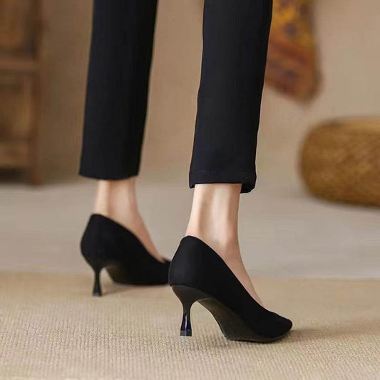 New Women's Shoes Workplace Work Shoes Black High Heels - Mubimart