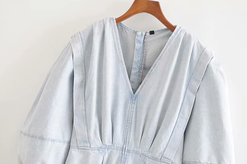 Pleated denim dress - Mubimart -  