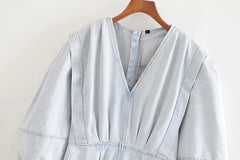 Pleated denim dress - Mubimart -  