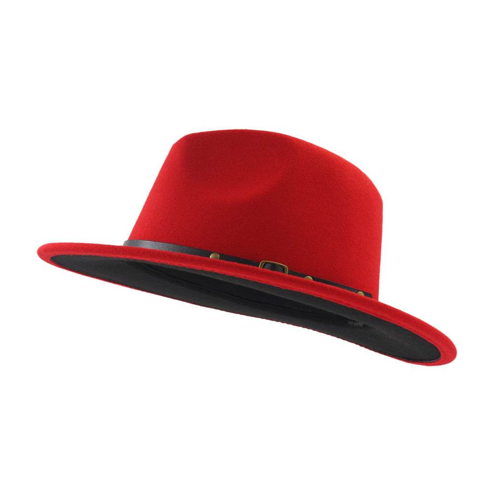 Automne et Hiver Laine Chapeau De Fedora De Mode Femme En Laine chapeau haut-de-forme Noir Chapeau Rouge Fedora Hommes L'église Panama Sombrero Chapeau - Mubimart