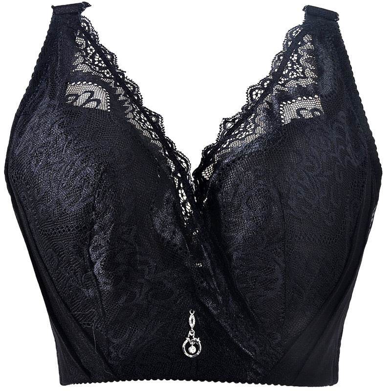 Thin Plus Size Bra Big Chest Small Lace Full Cup Bra - Mubimart