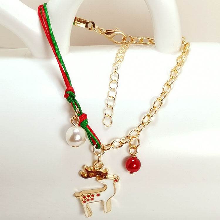 New Christmas Snowman Santa Claus Tree Snowflake Elk Bracelet Christmas Gift Charm Bracelet Chain Pendant For Women New Year Fashion Gift - Mubimart