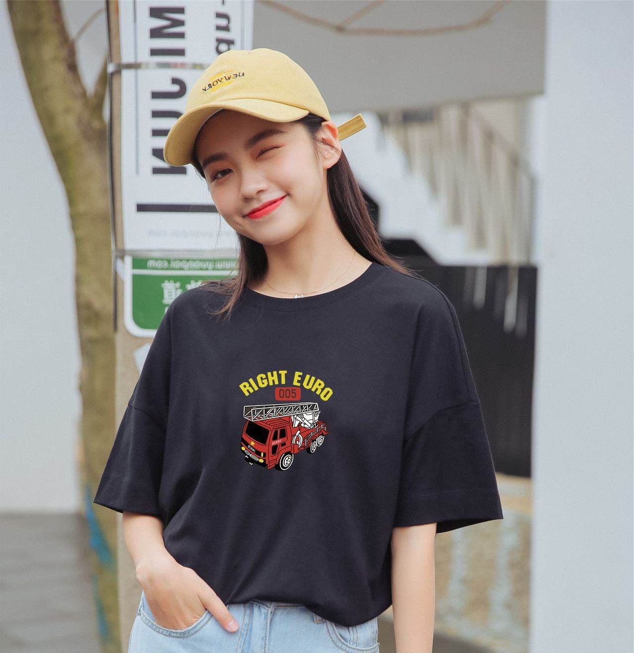 Women's loose summer plus size t-shirt - Mubimart