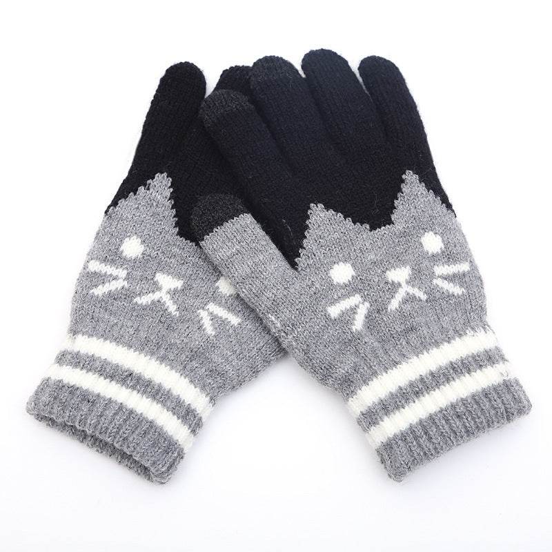 Couple knitted gloves touch screen gloves - Mubimart