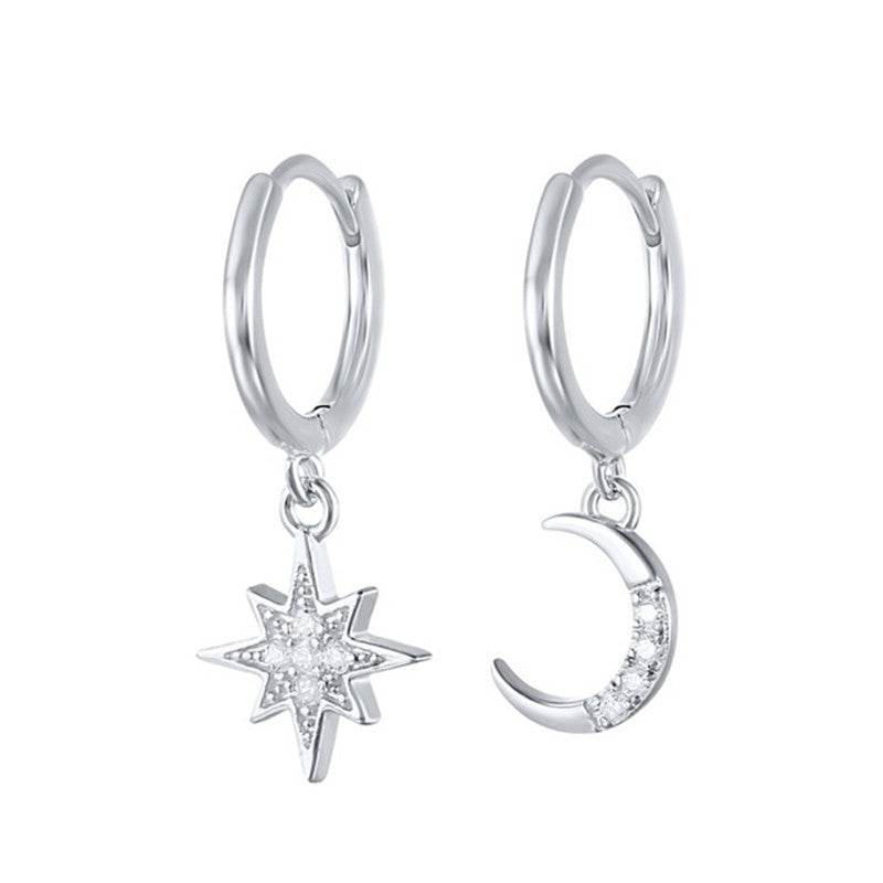 925 silver eyes ear hoop earrings women - Mubimart