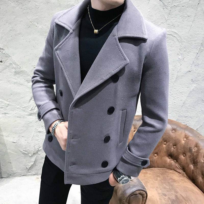 Casual woolen trench coat - Mubimart