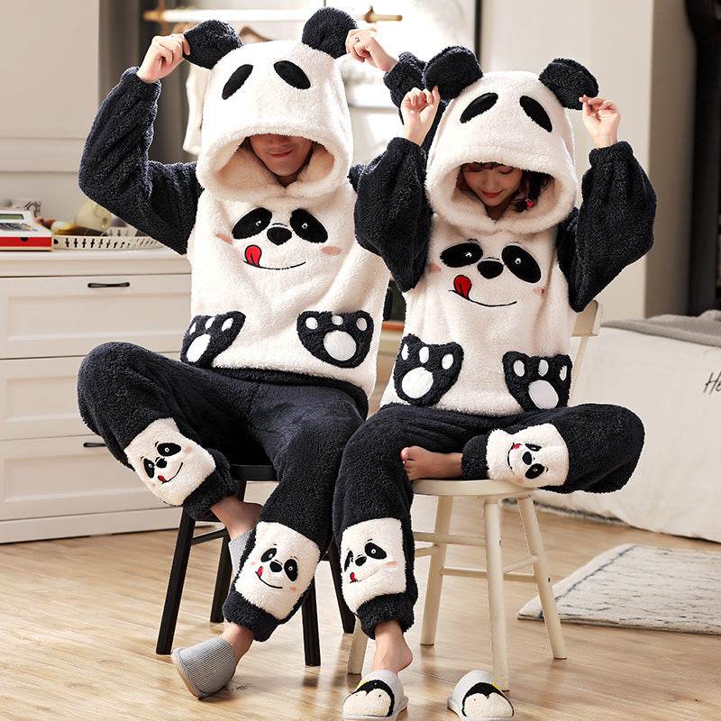 Fashion Hooded Coral Fleece Casual Loungewear Set - Mubimart