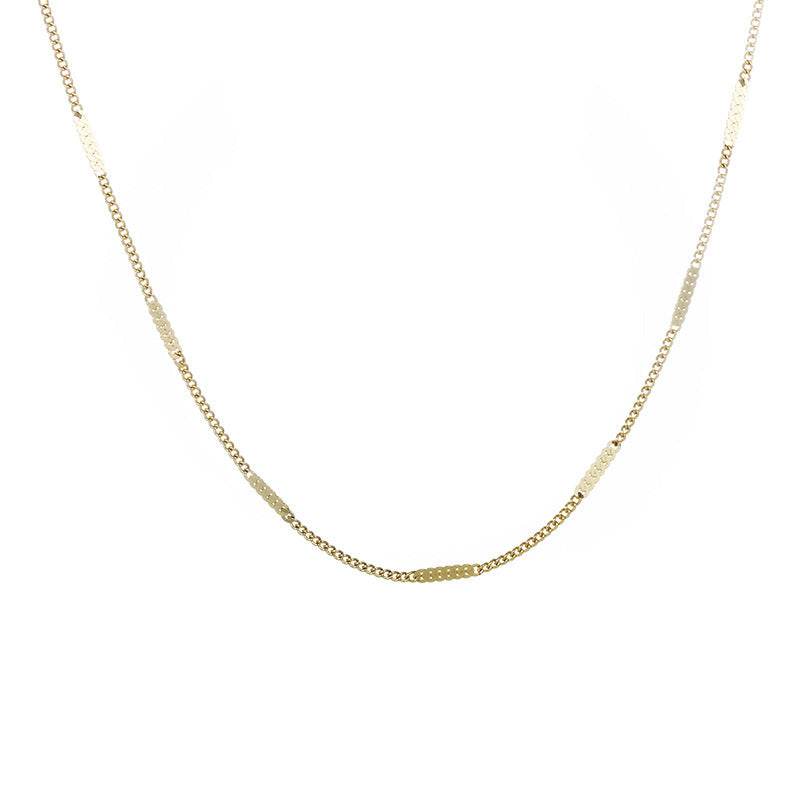 Side Pressure Sequins Copper Alloy Necklace European And American Simple Bone Chain Choker Women - Mubimart