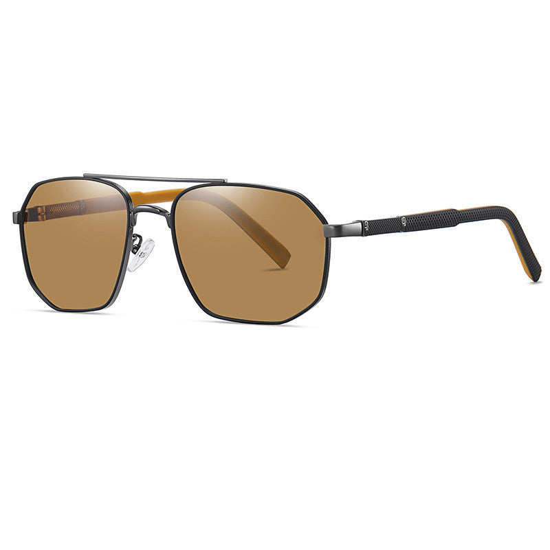 Polarisierte Aviator-Sonnenbrille mit großem Rahmen und Doppelsteg für Herren