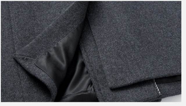 Men's woolen coat slim fit trench coat - Mubimart