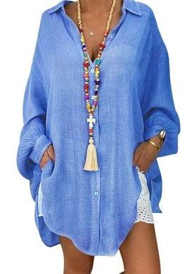 Women Shirts Casual Ripped Female blouse - Mubimart