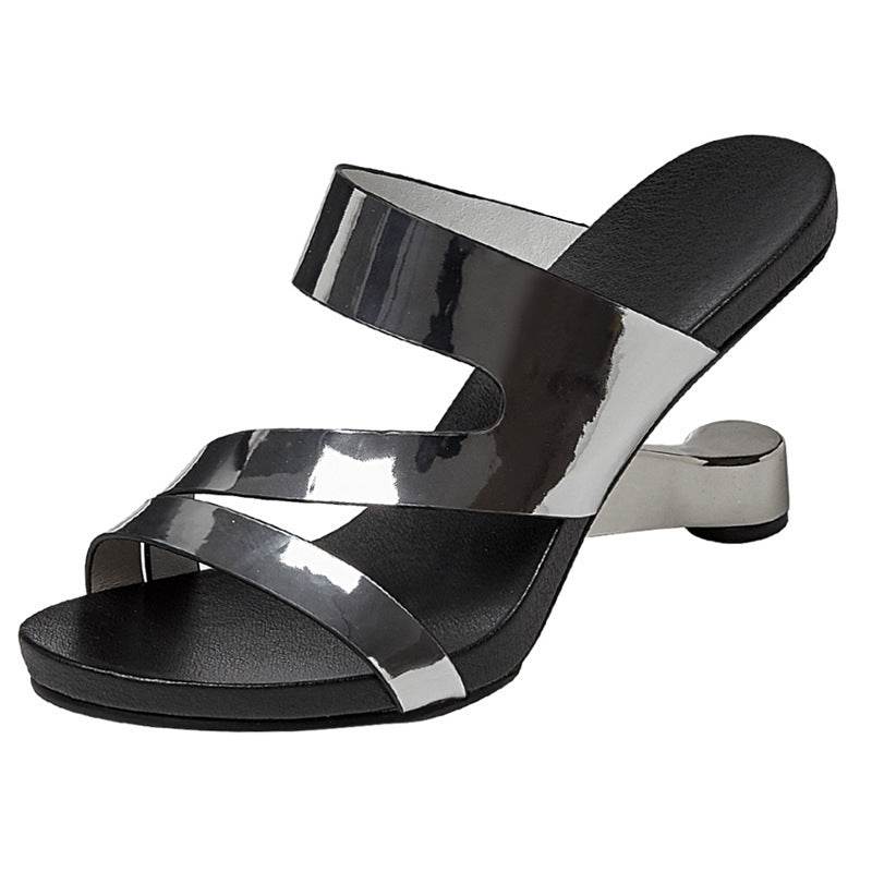 Wedge Slippers Women's Hollow Special Shape High Heels - Mubimart