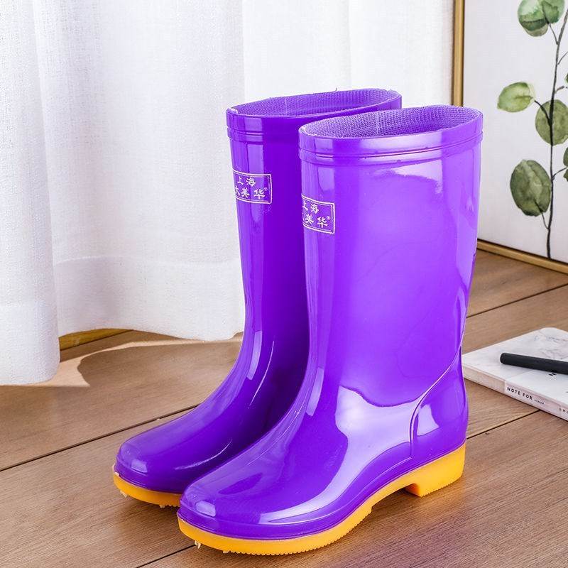 Rain boots waterproof shoes rubber shoes women - Mubimart