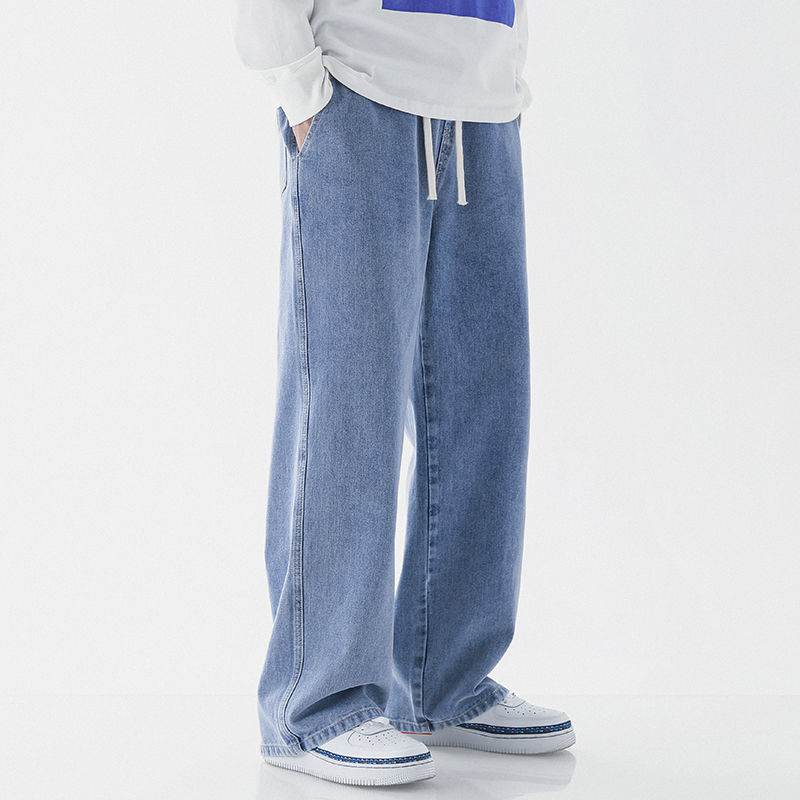 Mens Fashion Casual Loose Straight Jeans - Mubimart
