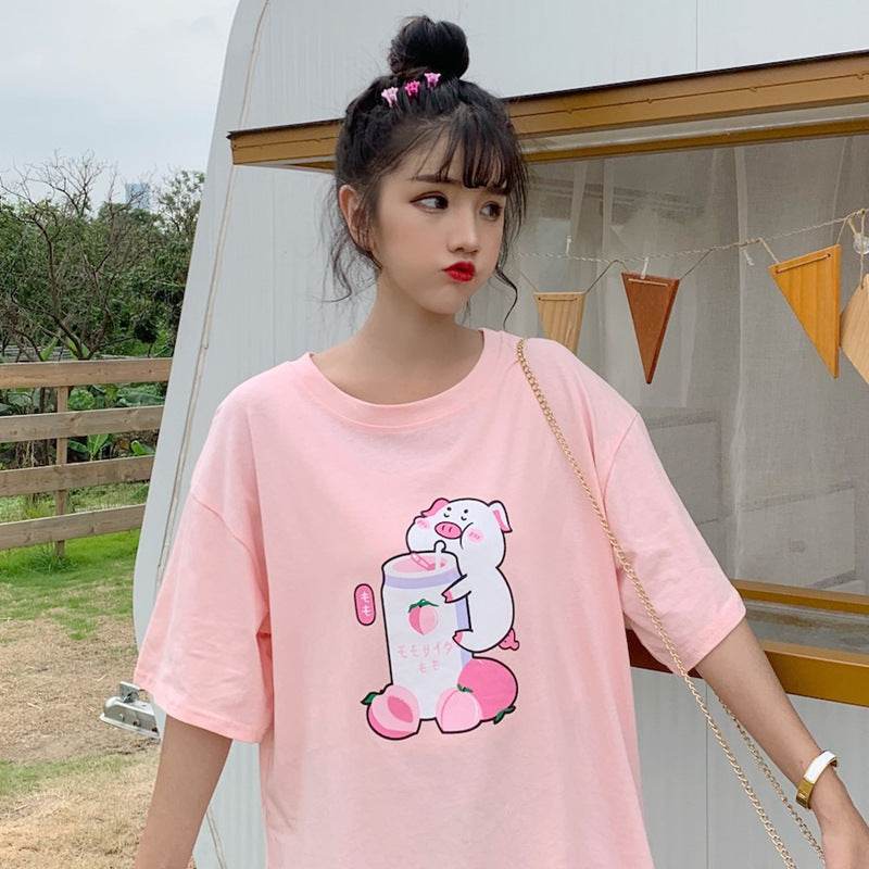 Loose short sleeve T-shirt for women - Mubimart