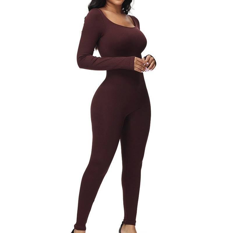 Plus Size High Waist Belly Shaping Jumpsuit - Mubimart