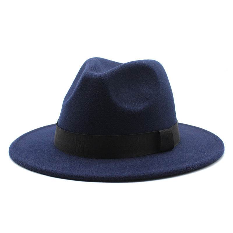 New Panama Flat Brim Fedora Hat Woolen Hat Men's And Women's Hats - Mubimart