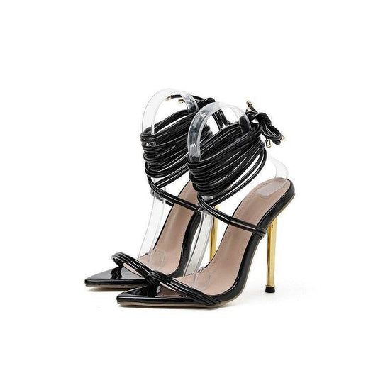 Women's Pointed Toe Stiletto Strappy High Heel Sandals - Mubimart
