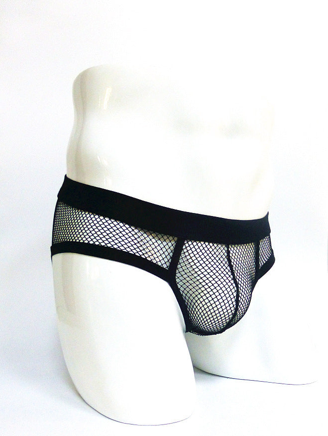 Men's Underwear Transparent Mesh Briefs Low Waist Convex Design Underwear Men