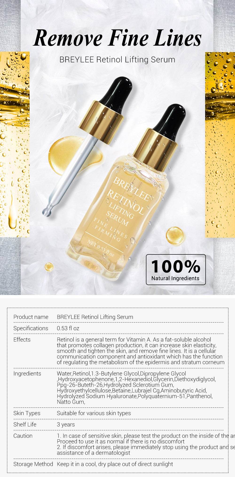 Retinol Lifting Firming Face Collagen Essence Serum - Mubimart