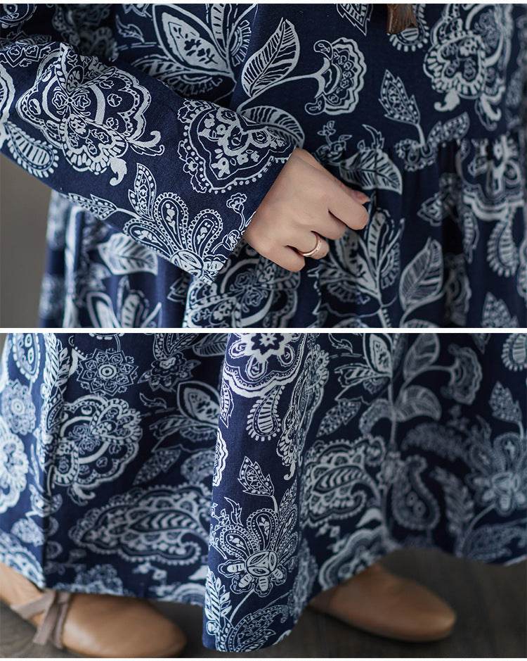 Plus Size Oversized Print Long-sleeve Dress Women - Mubimart
