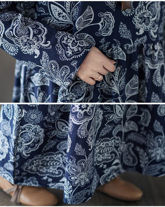 Plus Size Oversized Print Long-sleeve Dress Women - Mubimart