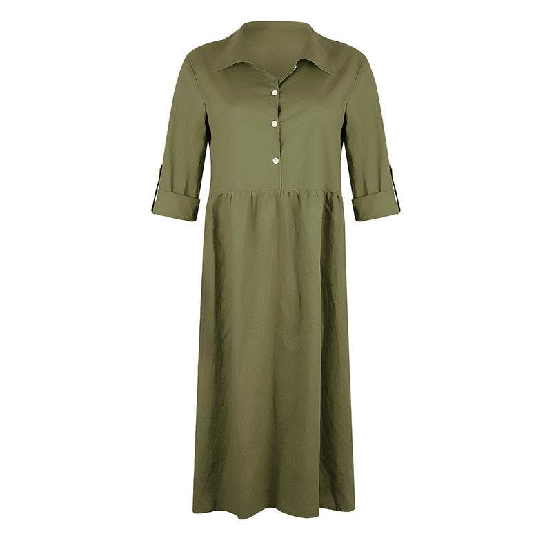 Loose button midi dress - Mubimart