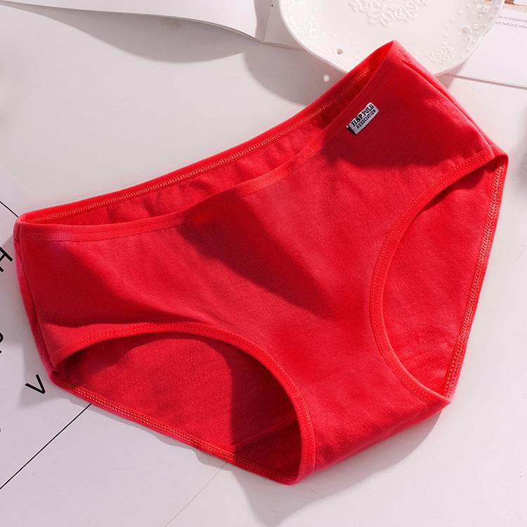 Girls'' underwear, women''s cotton, medium low waist, large size, students'' cotton, girls'' modal red briefs - Mubimart