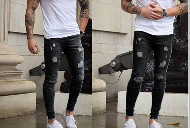 Frayed Slim-Fit Slim-Fit Jeans - Mubimart